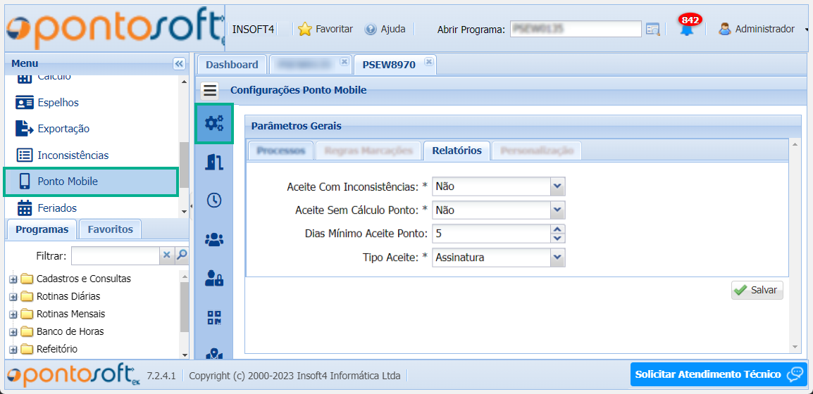 Tela de Cadastros Gerais