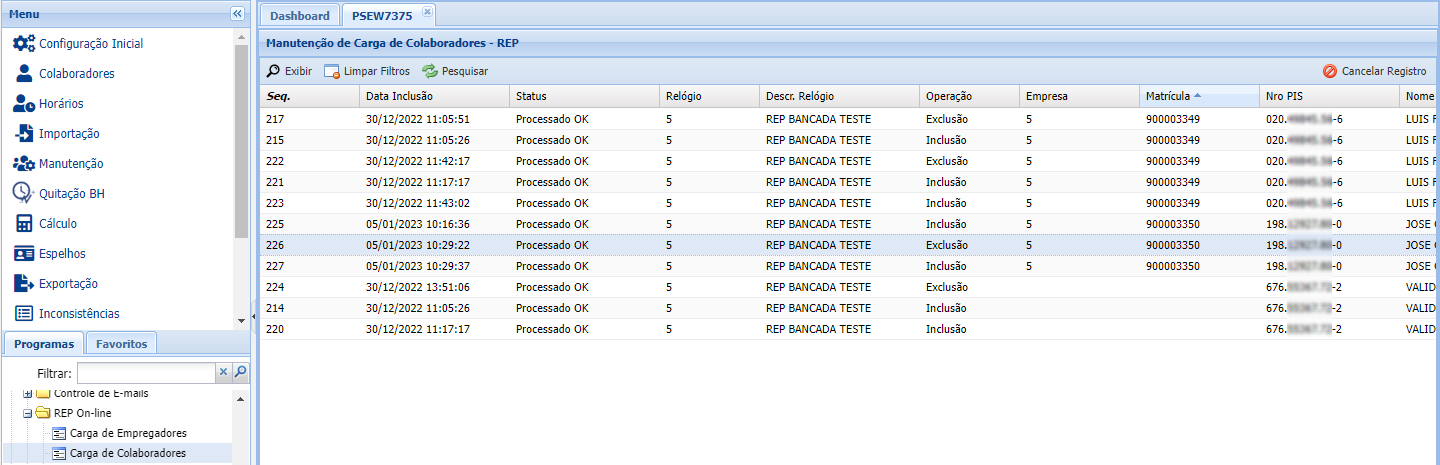 Carga de Colaboradores