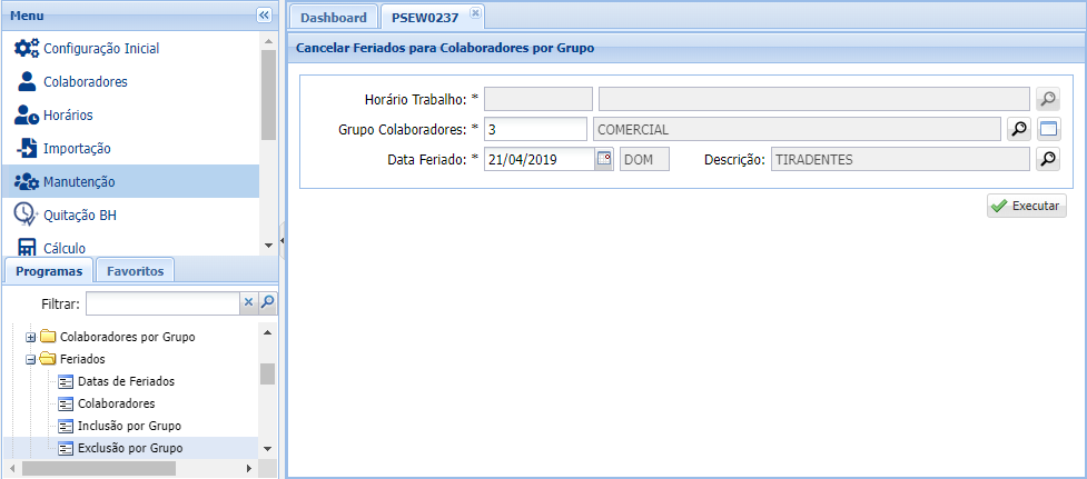 Associar Feriados a Por Grupo