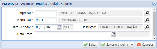 Associar Feriados a Colaboradores