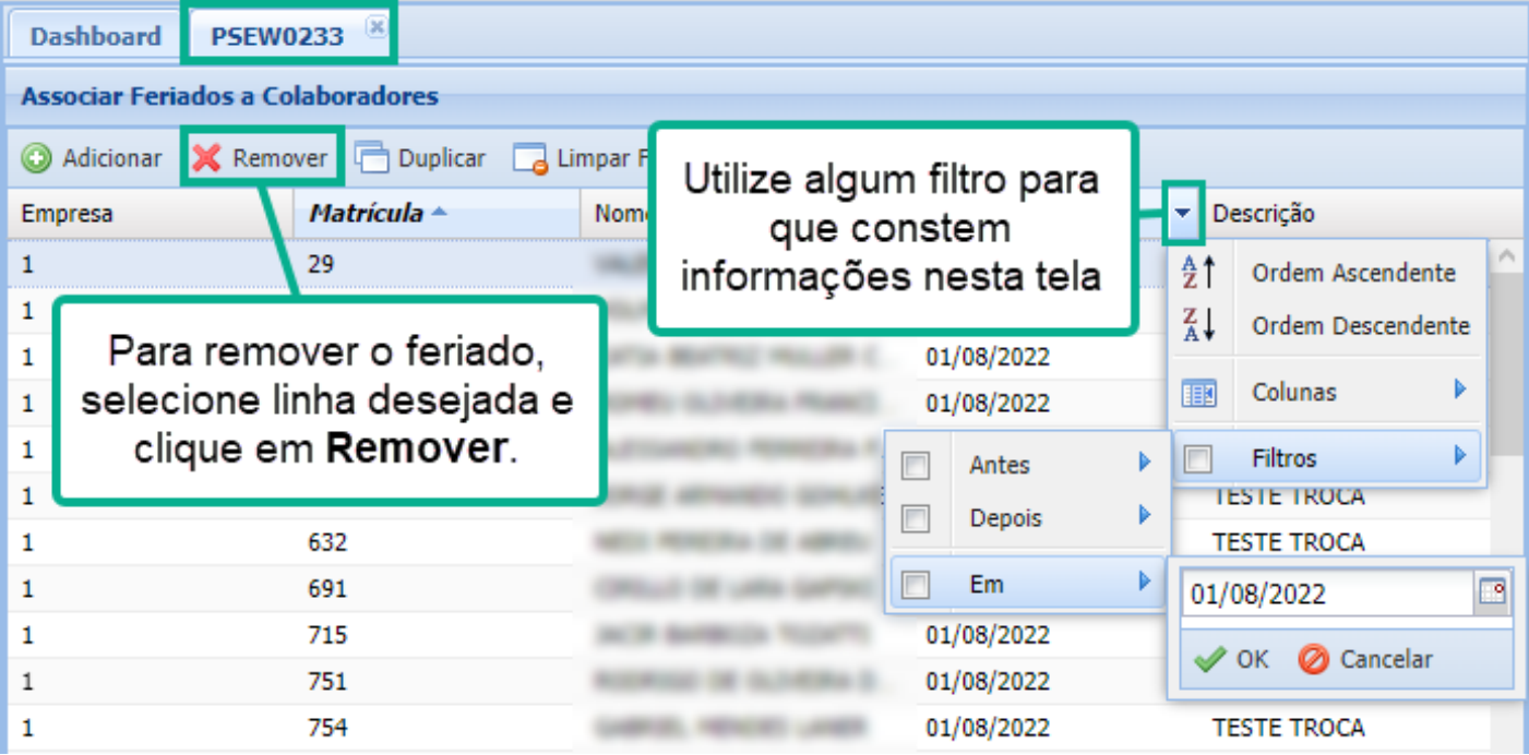 Associar Feriados a Colaboradores