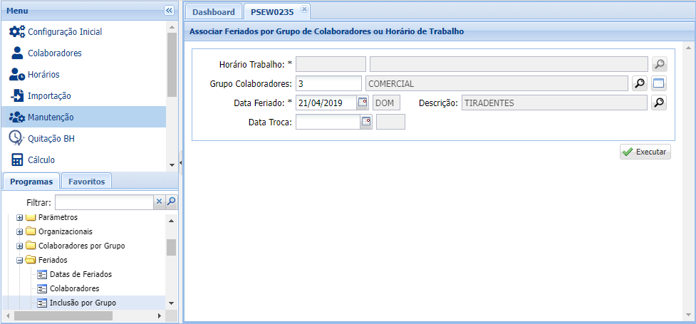 Associar Feriados a Por Grupo