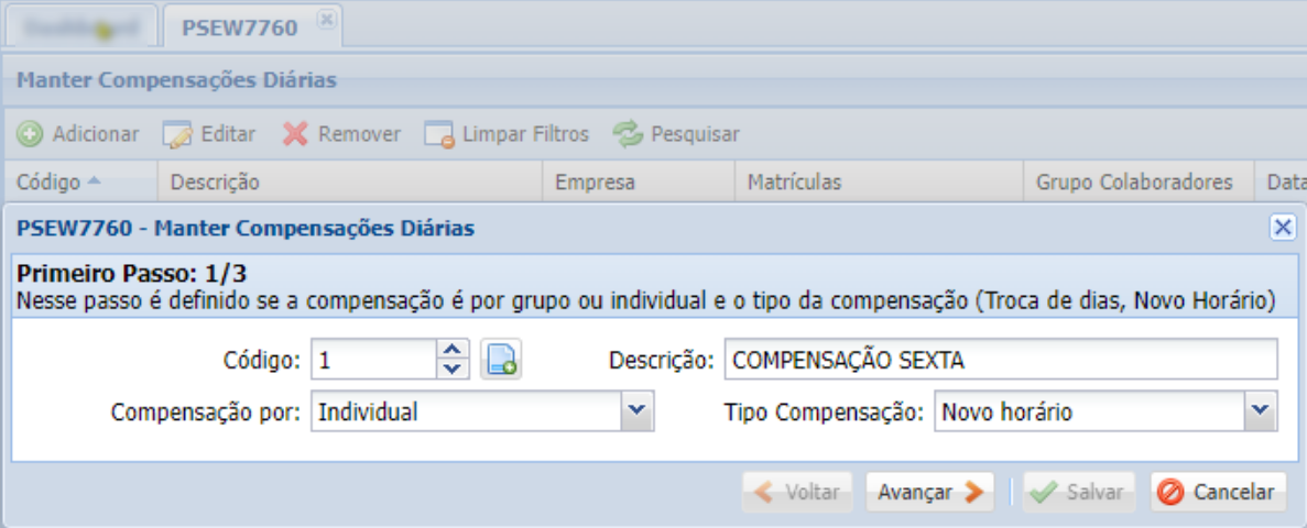 Manutenção Compensação Diária