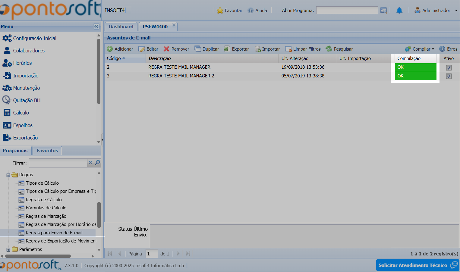 Assuntos para Envio de E-mail