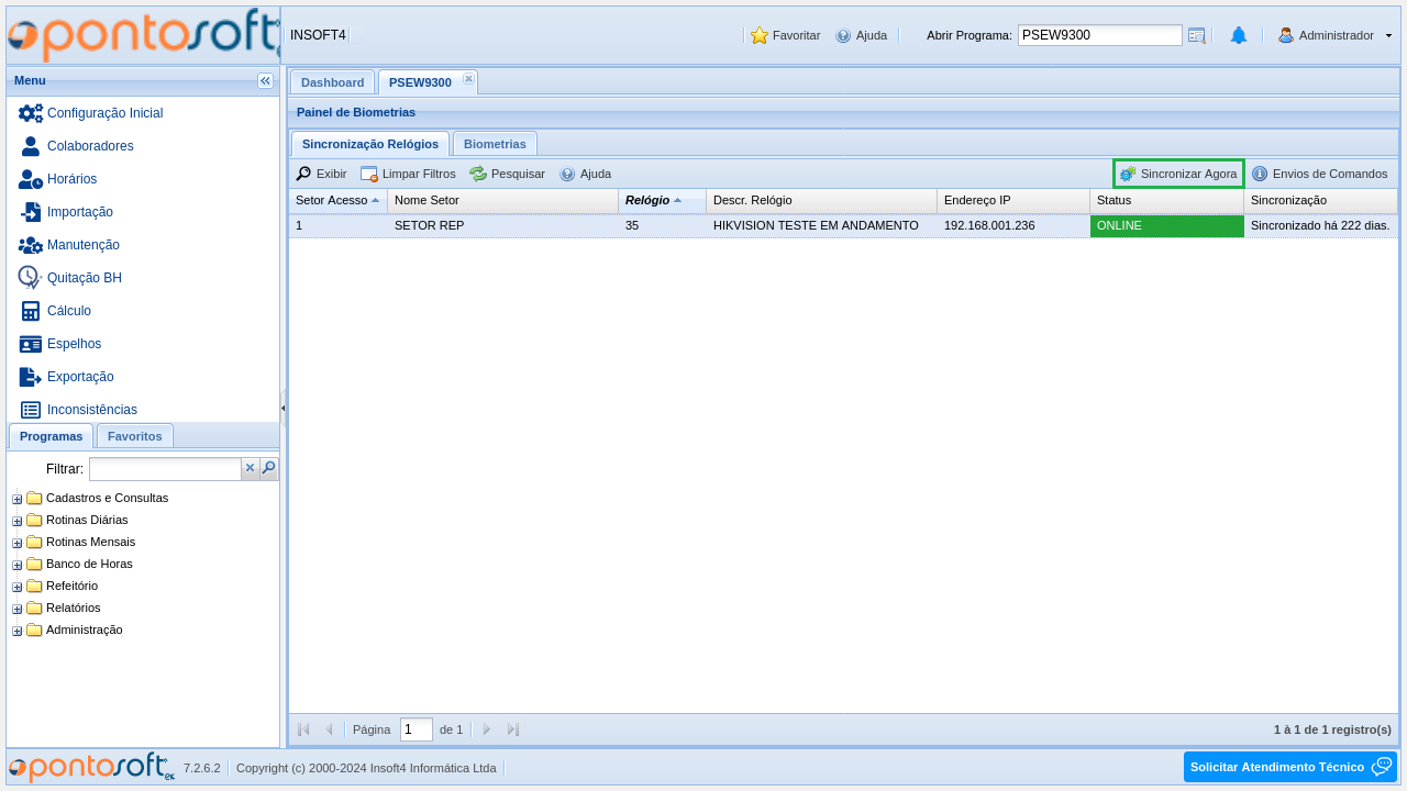 Painel de Biometrias