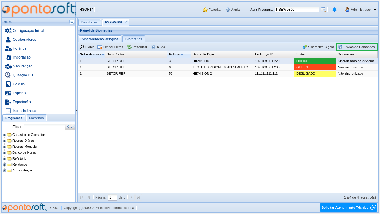 Painel de Biometrias