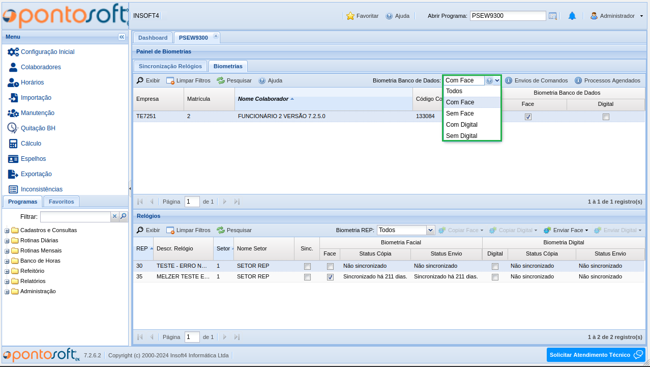 Painel de Biometrias