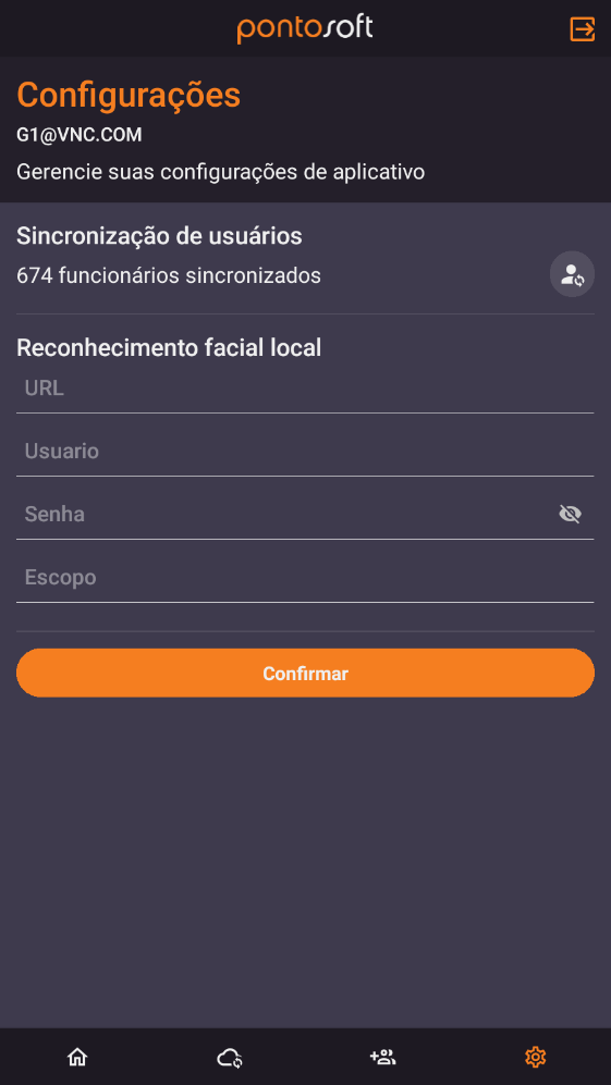 Configurações - Ponto Virtual