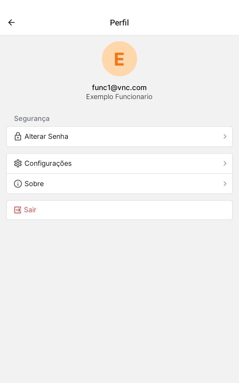 Tela de Perfil - Ponto Virtual