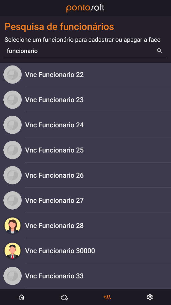 Pesquisa de Funcionários - Ponto Virtual