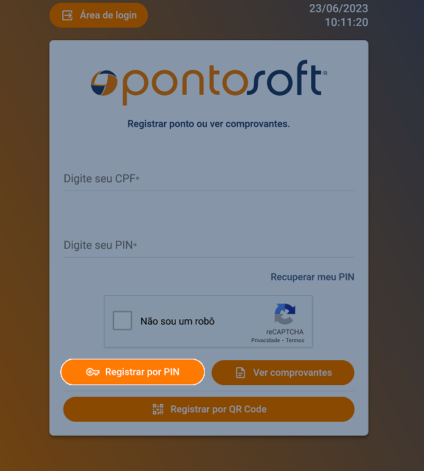 Botão para o registro de marcação por PIN