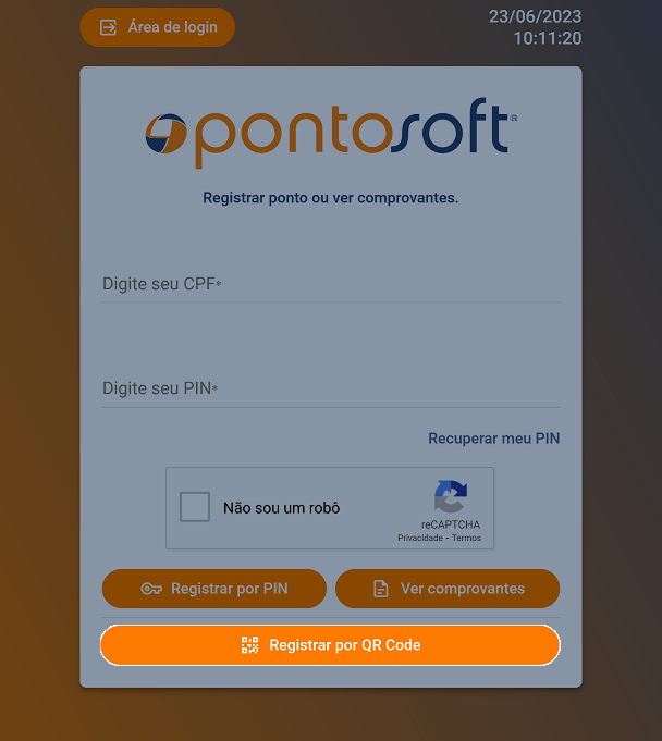 Botão para o registro de marcação por QR Code