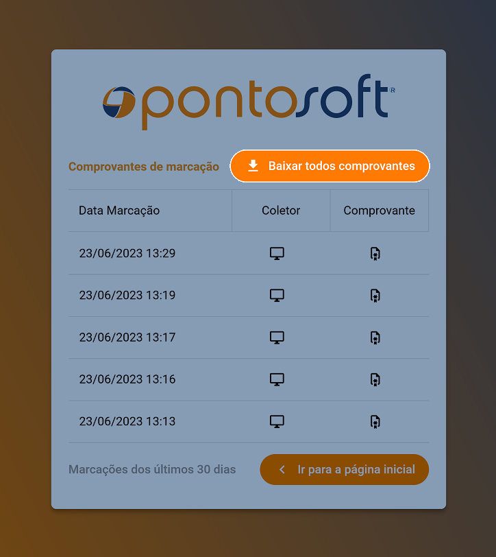 Visualização de comprovantes de marcações