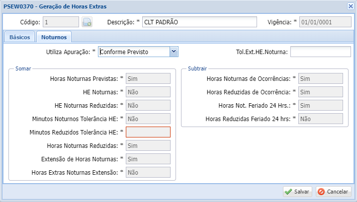 Geração de Horas Extras